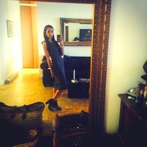 this gorgeous green collar midi dress